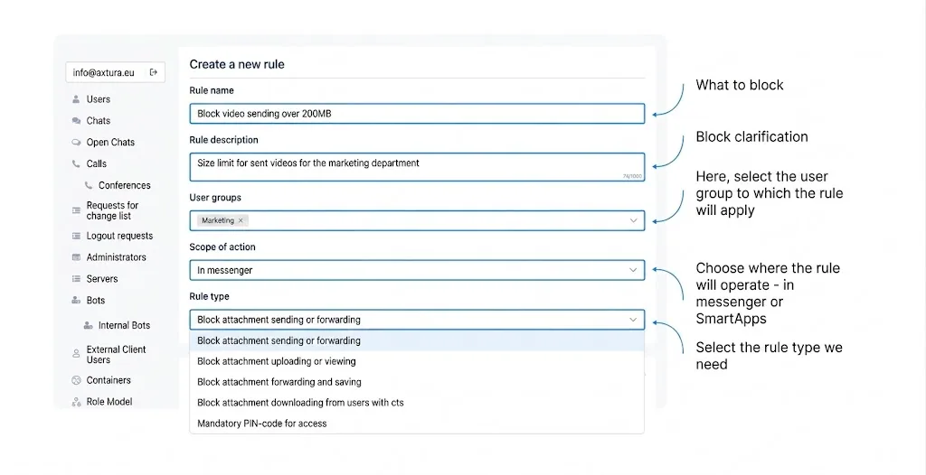 aXtura administrator panel